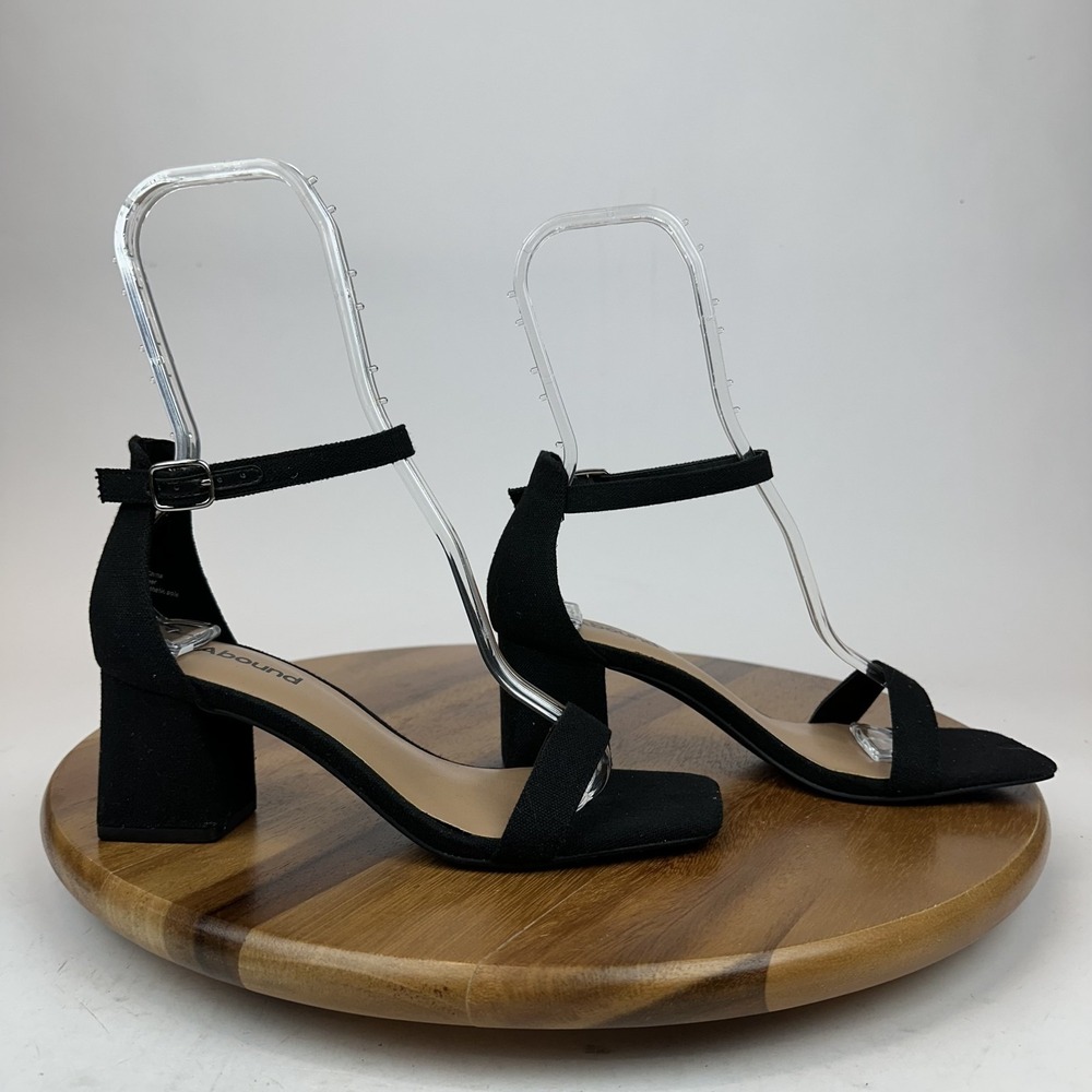 New NWOB Womens Abound Finn Black Fabric Ankle Strap Casual‎ Sandals Size 7.5 M